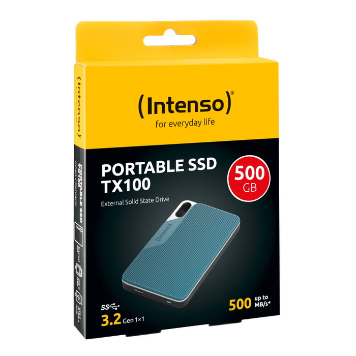 Intenso Disco Duro Externo Sólido SSD TX100 500GB USB Tipo C