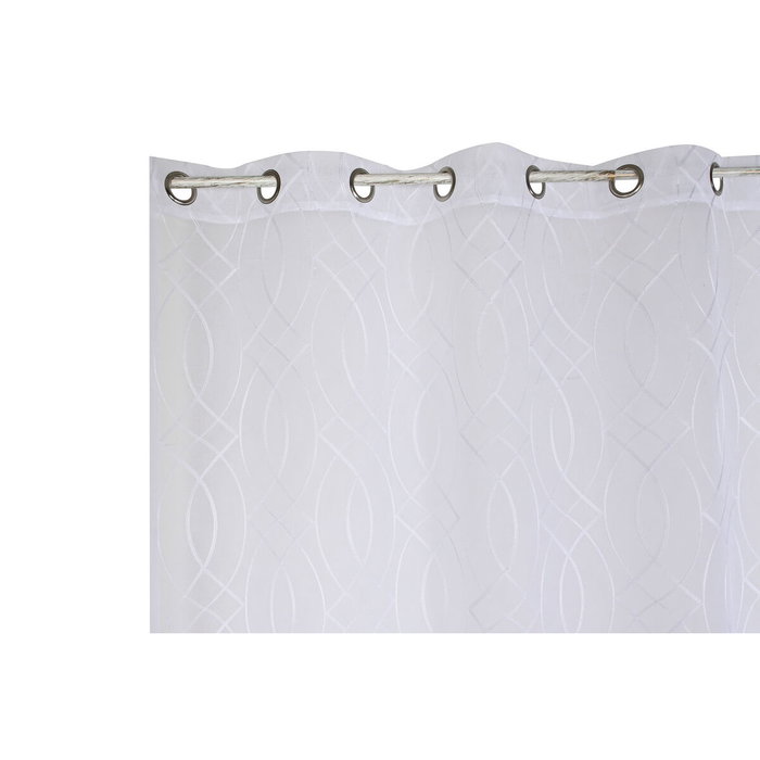 DKD Home Decor Cortina Blanca Bordada con Anillas 140x260 cm