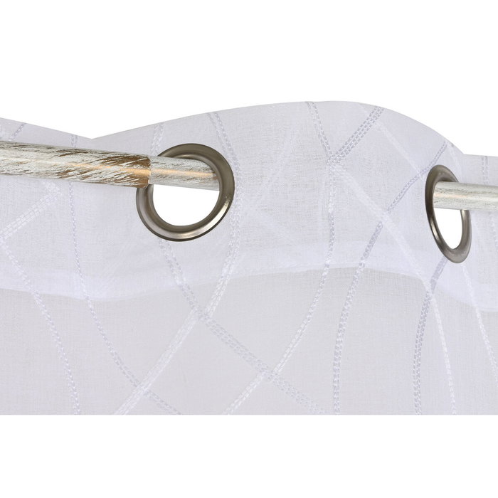 DKD Home Decor Cortina Blanca Bordada con Anillas 140x260 cm