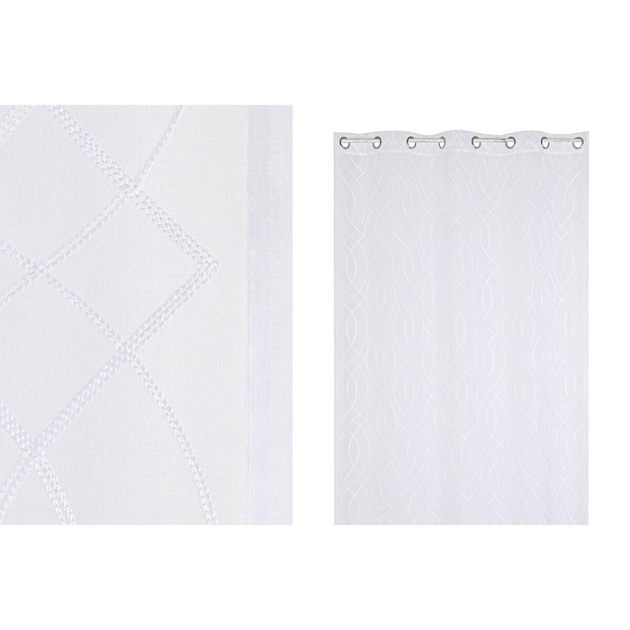 DKD Home Decor Cortina Blanca Bordada con Anillas 140x260 cm