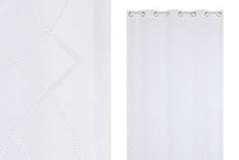 DKD Home Decor Cortina Blanca Bordada con Anillas 140x260 cm