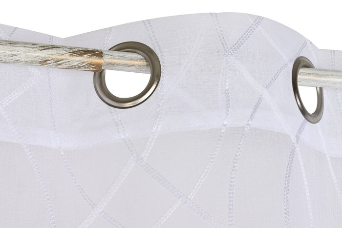 DKD Home Decor Cortina Blanca Bordada con Anillas 140x260 cm