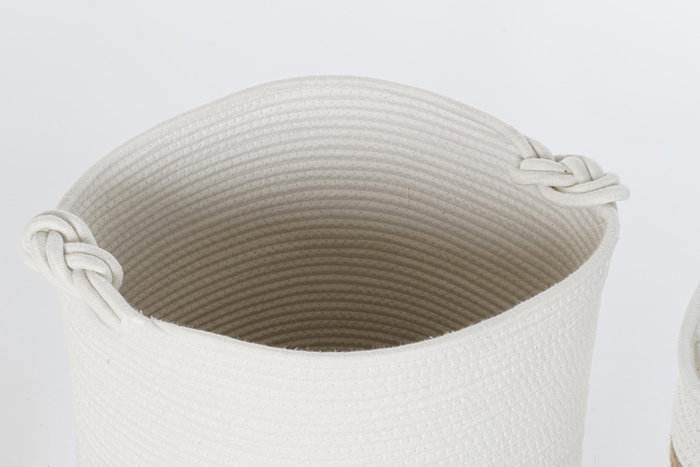 DKD Home Decor Cesta Boho Algodón Yute Blanco Marrón 45 x 54 x 45 cm Set 6 Piezas