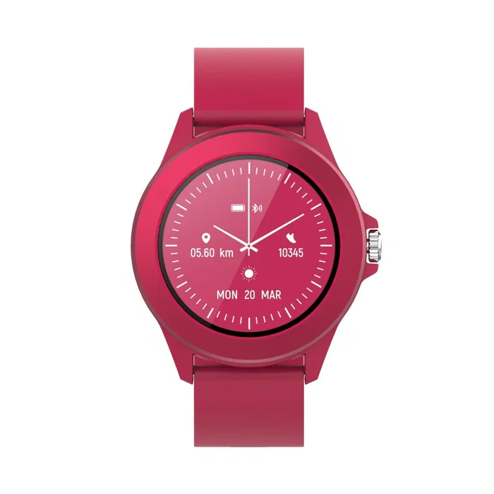 Forever CW-300 Smartwatch con Pantalla Táctil IPS de 1.2", Monitor de Frecuencia Cardíaca, Resistente al Agua IP68, Bluetooth 5.0, Batería 15 Días, Color Magenta
