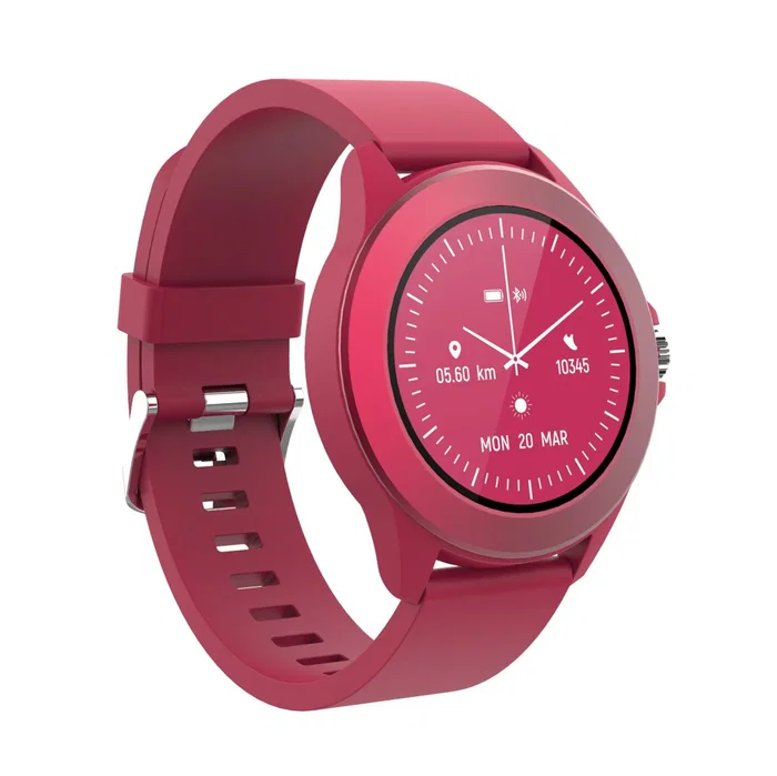 Forever CW-300 Smartwatch con Pantalla Táctil IPS de 1.2", Monitor de Frecuencia Cardíaca, Resistente al Agua IP68, Bluetooth 5.0, Batería 15 Días, Color Magenta