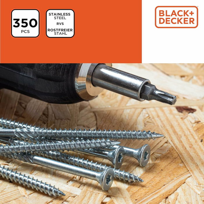 Black+Decker Surtido de tornillos para madera ss black
