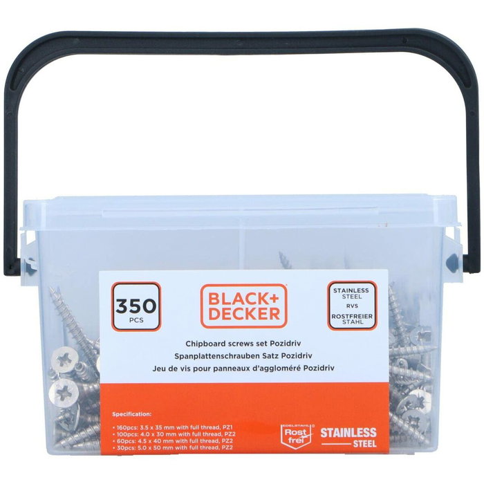 Black+Decker Surtido de tornillos para madera ss black