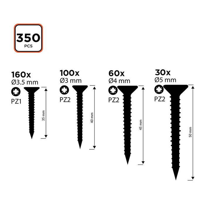 Black+Decker Surtido de tornillos para madera ss black
