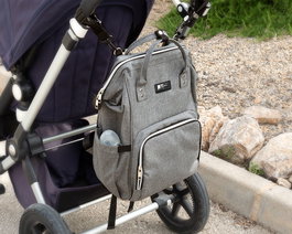 KioKids Bolso Mochila de Maternidad Gris, Amplia Capacidad, Organizador Multifuncional, Con Cambiador, Ideal para Paseos con Bebé