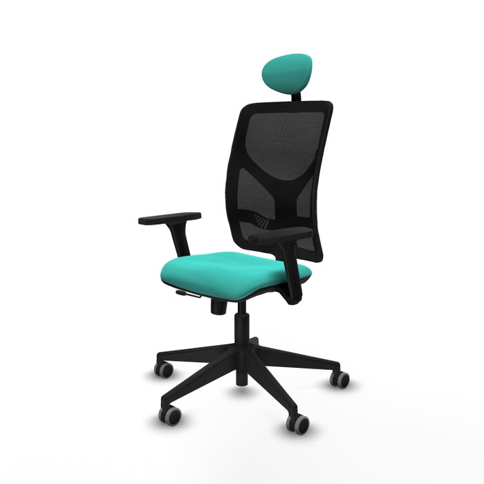 PIQUERAS Y CRESPO Silla de oficina Motilla con mecanismo Sincro/Traslack, Turquesa y Negro