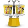 Bialetti BIA8006363030441 Cafetera Italiana Mini-Express LICHTENSTEIN con 2 Tazas - 100 ml - Acero Inoxidable / Color Amarillo