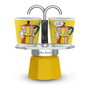 Bialetti Mini Express Lichtenstein con 2 tazas de 90 ml, Plata y Amarillo