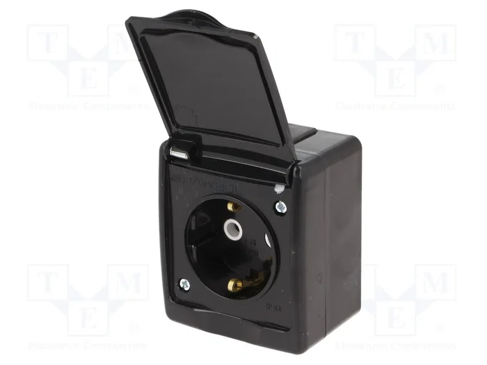 PAWBOL Tomacorriente Schuko Negro 16A 250VAC PAWBOL Tomacorriente Schuko Negro 16A 250VAC