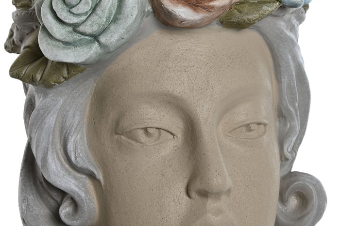DKD Home Decor Macetero Magnesia Chica Flores Crema