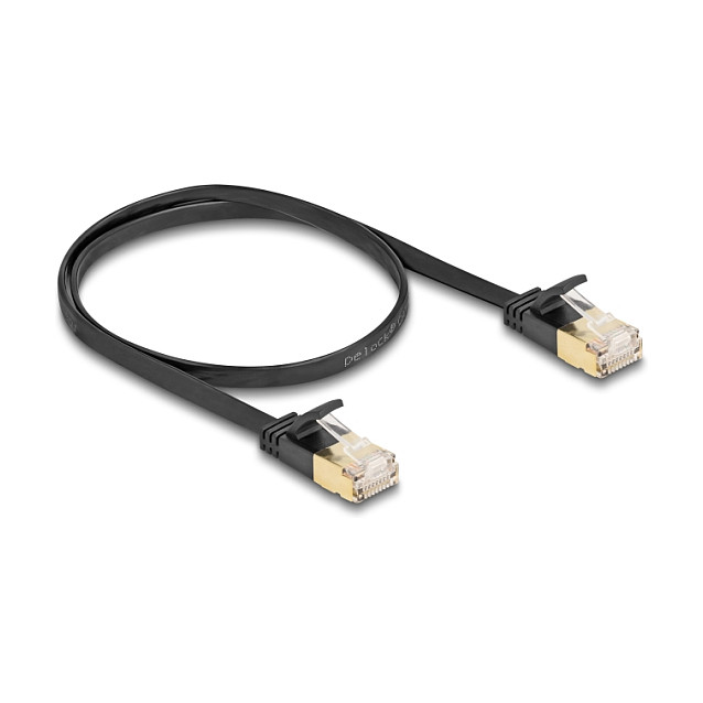 DeLOCK Cable de red RJ45 Cat.7 plano de 0,5 m negro