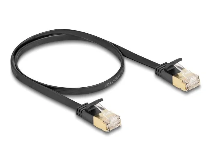 DeLOCK Cable de red RJ45 Cat.7 U/FTP plano 0,5 m negro