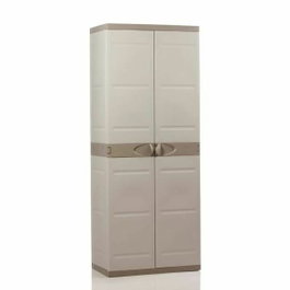 Plastiken Armario TITANIUM de 2 puertas con estantes, Beige y Taupe