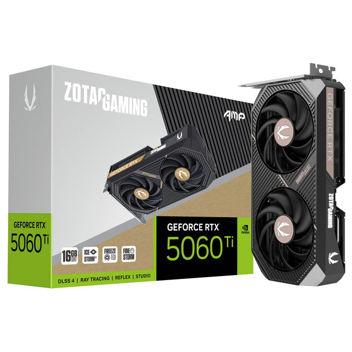 Zotac GeForce RTX 5060 Ti 16GB GDDR7 AMP HDMI 3 Ventiladores Tarjeta Gráfica Zotac GeForce RTX 5060 Ti 16GB GDDR7 AMP HDMI 3 Ventiladores Tarjeta Gráfica