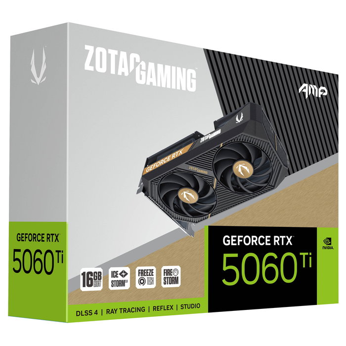 Zotac GeForce RTX 5060 Ti 16GB GDDR7 AMP HDMI 3 Ventiladores Tarjeta Gráfica Zotac GeForce RTX 5060 Ti 16GB GDDR7 AMP HDMI 3 Ventiladores Tarjeta Gráfica