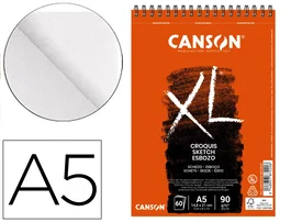 Canson Bloc de Dibujo Croquis, DIN A5 14,8x21 cm, 60 Hojas Microperforado, Grano Fino 90 g