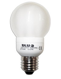Lámpara electrónica esférica 230V E27-9W Cálida FLS84040