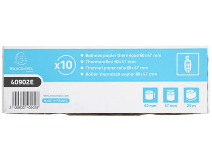Exacompta Rollo Sumadora Térmico 60 mm x 47 mm 55 g/m2 FSC Sin BPA para TPV