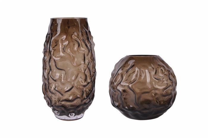 DKD Home Decor Jarrón de Cristal Marrón Oscuro 21,5x21,5x19 cm