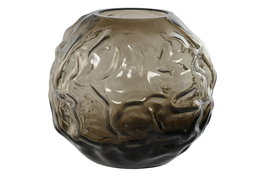 DKD Home Decor Jarrón de Cristal Marrón Oscuro 21,5x21,5x19 cm