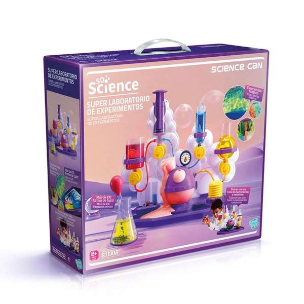 Canal Toys Super Laboratorio de Experimentos So Science, Kit con 20 Experimentos (Burbujas, Volcán, Cristales, Leche Mágica) para Niños +7 Años Canal Toys Super Laboratorio de Experimentos So Science, Kit con 20 Experimentos (Burbujas, Volcán, Cristales, Leche Mágica) para Niños +7 Años