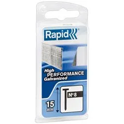 Rapid Puntas Galvanizadas Alambre Fino N ° 8/25 mm para Fijación de Marcos y Zócalos