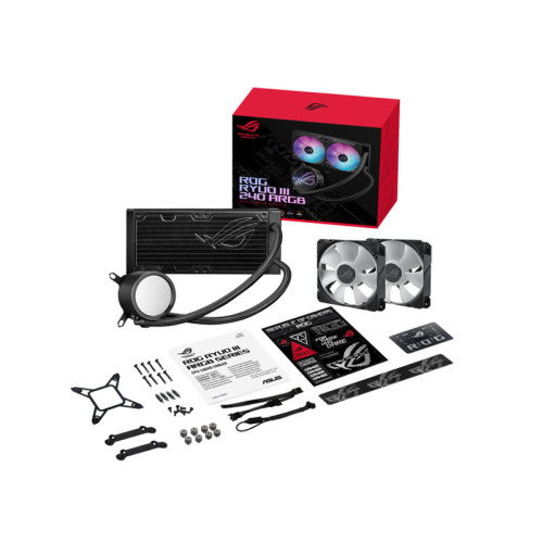 Asus ROG Ryuo III 240 ARGB Sistema de Refrigeración Líquida para CPU con OLED, Aura Sync RGB, Ventiladores ROG 240 mm, Negro, 90RC00J1-M0UAY0