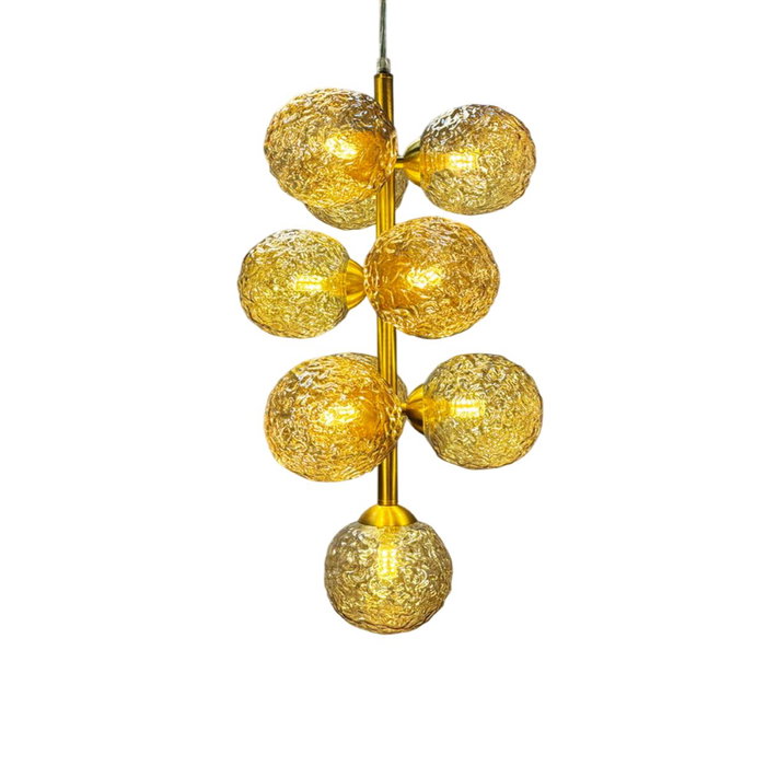 DKD Home Decor Lámpara de Techo de Cristal y Metal Dorado con Bolas 24x24x60 cm