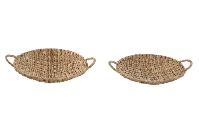 DKD Home Decor Centro Mesa Tropical Natural Jacinto de Agua Metal 40 x 12 x 49 cm Set de 2