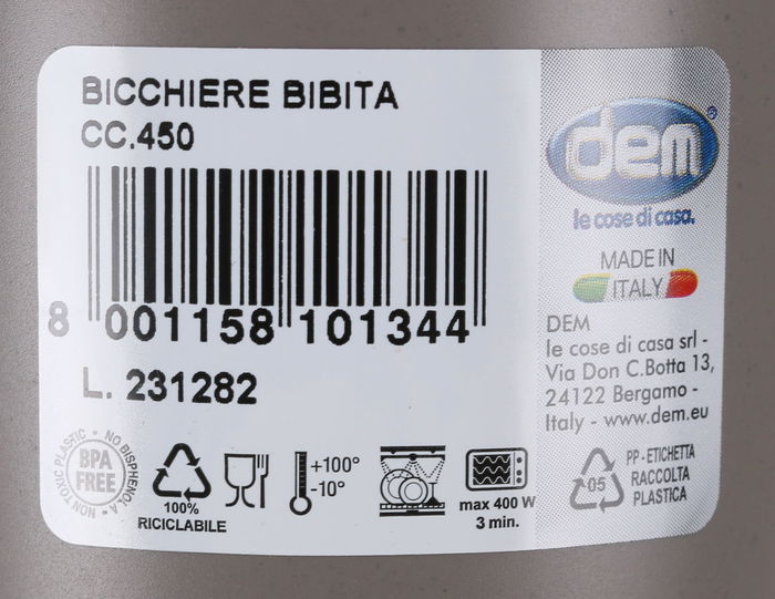 Dem Vaso 450Cc "Inside" ø8x8x14 cm (48 Unidades)