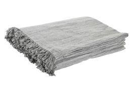 DKD Home Decor Plaid Blanco Gris 260 x 230 cm (2 Unidades) Algodon reciclado Poliester reciclado