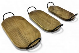 DKD Home Decor Set de 3 Centros de Mesa de Acacia y Hierro
