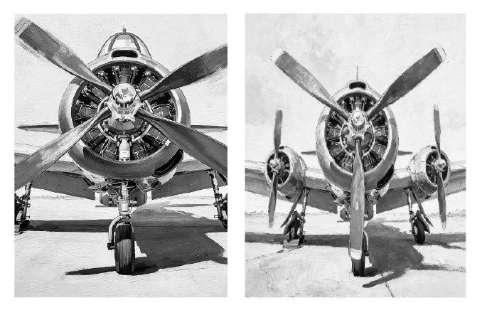 DKD Home Decor Cuadro Lienzo Pino Avión, Set de 2