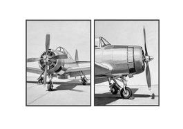 DKD Home Decor Cuadro Lienzo Pino Avión, Set de 2