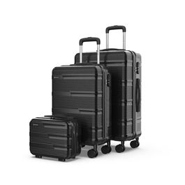 Numada Set de Maletas 3 Piezas Negro 12" 20" 24" Apto Aerolíneas Bajo Coste