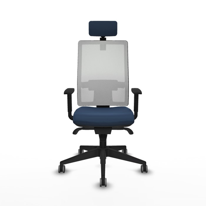PIQUERAS Y CRESPO Silla de oficina Horna con mecanismo Sincro, Azul marino y Blanco