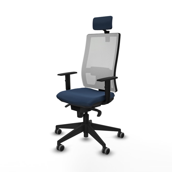 PIQUERAS Y CRESPO Silla de oficina Horna con mecanismo Sincro, Azul marino y Blanco