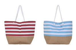 DKD Home Decor Bolso de Poliéster y Yute con Rayas, Surtido de 2
