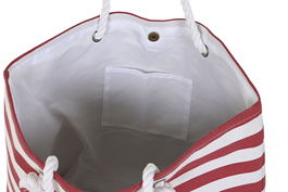 DKD Home Decor Bolso Atlantico Azul Celeste y Rojo con Rayas, Poliester y Yute, 56x19x71 cm (6 Unidades)