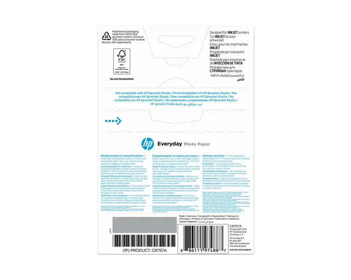 HP Papel Fotográfico Brillante 10x15 cm, 100 Hojas HP Papel Fotográfico Brillante 10x15 cm, 100 Hojas