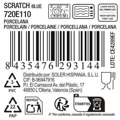La Mediterranea Bol Alto Scratch Blue 20.6x7.8cm (Pack de 8) de la colección SCRATCH
