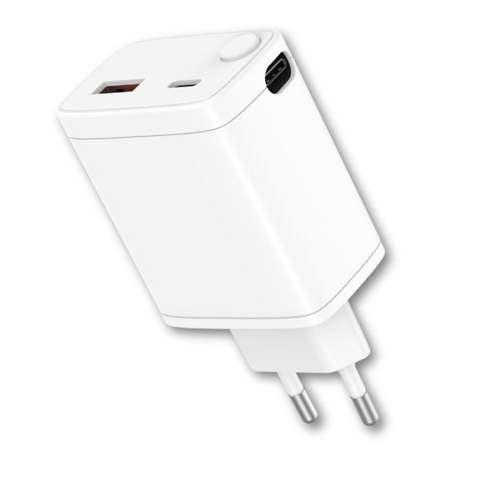 Qcharx Juno Cargador de Pared 20W 3A con 3 Puertos USB-C y USB-A, Cable Tipo C Incluido, Carga Rápida