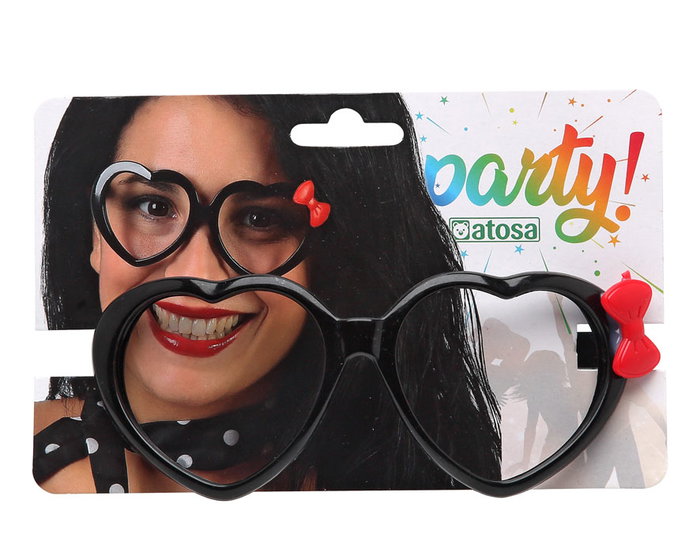 Accesorio Gafas de Sol de Corazón con Lazo Rojo para Adulto - Negro Accesorio Gafas de Sol de Corazón con Lazo Rojo para Adulto - Negro