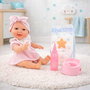 Berjuan Muñeca Bebe Pipi con Traje Rosa y Accesorios 30 cm, Juguete en Español