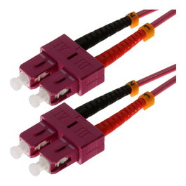 Helos Cable de fibra óptica OM4 Duplex SC/SC 10m Violeta