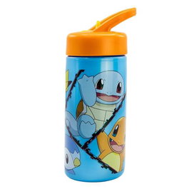STOR Botella de plástico con asa para llevar temática Pokemon 410 ml - Colores Aleatorios - PP